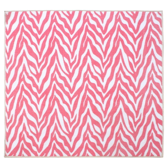 Furnish My Place Zebra Light Pink Area Rug for Living Room, Dining Room, Kitchen, Bedroom, Floor Carpet, Made in India - 8' Square