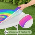 thumbnail image 5 of Rainbow Tie Dye Spiral Pattern Round Fitted Tablecloth with Elastic Edge,Dining Table Cover Waterproof,Outdoor Round Tablecloth for Camping,Dining,Indoor and Outdoor, 5 of 7
