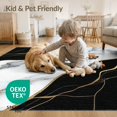 thumbnail image 4 of ODIKA 9'x12' Washable Area Rug Low Pile, Flatwoven, Abstract Swirl Veined Gilded Border Streaks Flow Symmetrical for Great Room, Indoor Concept, Large Living, 4 of 7