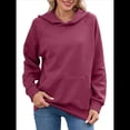 thumbnail image 2 of Sudadera con Capucha para Mujer, Informal, de Larga, Holgada, con Bolsillo. Vino Tinto L, 2 of 9