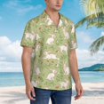 thumbnail image 3 of Fotbe Cute Rabbit And Flower Camisa Hawaiana para Hombre Unisex – Camisa Casual de Verano con Botones de Manga Corta de Algodón y Lino,3X-Large, 3 of 7