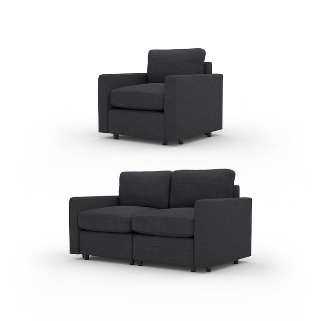 Set 2 piezas Adapti Sillón Seccional Modular + Love Seat Gris Carbón