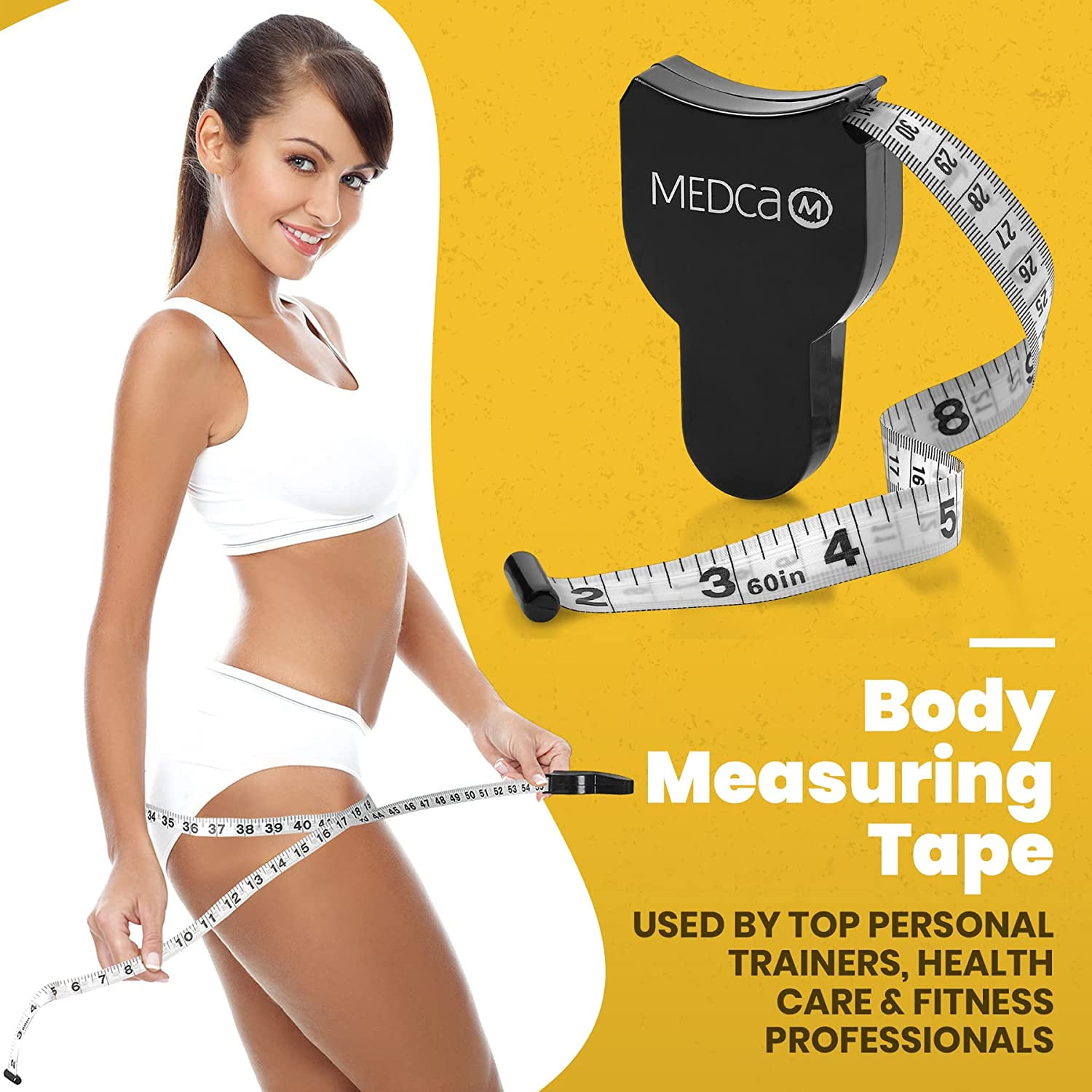 MEDca Body Fat Caliper, Measuring Tape for Body - Pack of 2 Skin Fold Fitness - Plastic, Multicolor