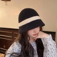 thumbnail image 3 of SikaFu Autumn and Winter Bucket Hat Women Warm Simple Color Matching Knitted Hats Fashionable and Elegant Acrylic Bob Cap, 3 of 6