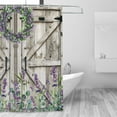 thumbnail image 4 of Western Barn Door Shower Curtain for Bathroom, Purple Lavender and Green Eucalyptus Wreath on Rustic Wood Boards Fabric Shower Curtain with Hooks, Botanical Bathroom Curtains Shower Set, 72x78 inches, 4 of 8