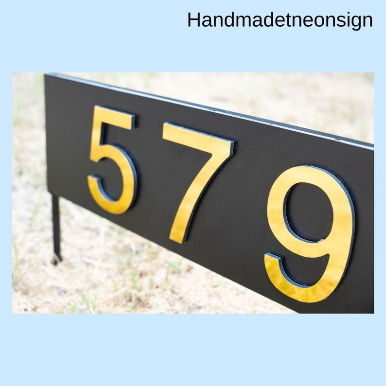Handmadetneonsign House Number Horizontal Rusty, Rusty House Number Sign, Home Number Rusty Effect