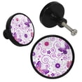 thumbnail image 2 of 4 Pcs Floral Pattern Knobs for Kitchen Cabinet Cupboard Dresser Bookcase Drawer Pulls Handles Round Home Decor, 2 of 5
