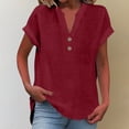 thumbnail image 2 of GZWYHT Linen Tops For Women，Solid Color Plus Size Tops Tunic Shirts for Women Womens Summer Tops Blouses for Women Lightweight Casual Blouse Spring Tops, 2 of 8