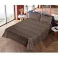 thumbnail image 4 of Ambesonne Art Deco Fitted & Flat Sheet with Shams 4 Pcs Set, Brown Simple Vintage Motif, Queen, Dark Brown and Sand Brown, 4 of 5