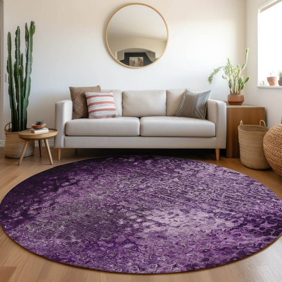 Addison Rugs Chantille Indoor/Outdoor Transitional Casual Purple Washable Round Rug, 8' x 8'