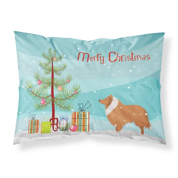 Collie Dog Merry Christmas Tree Fabric Standard Pillowcase