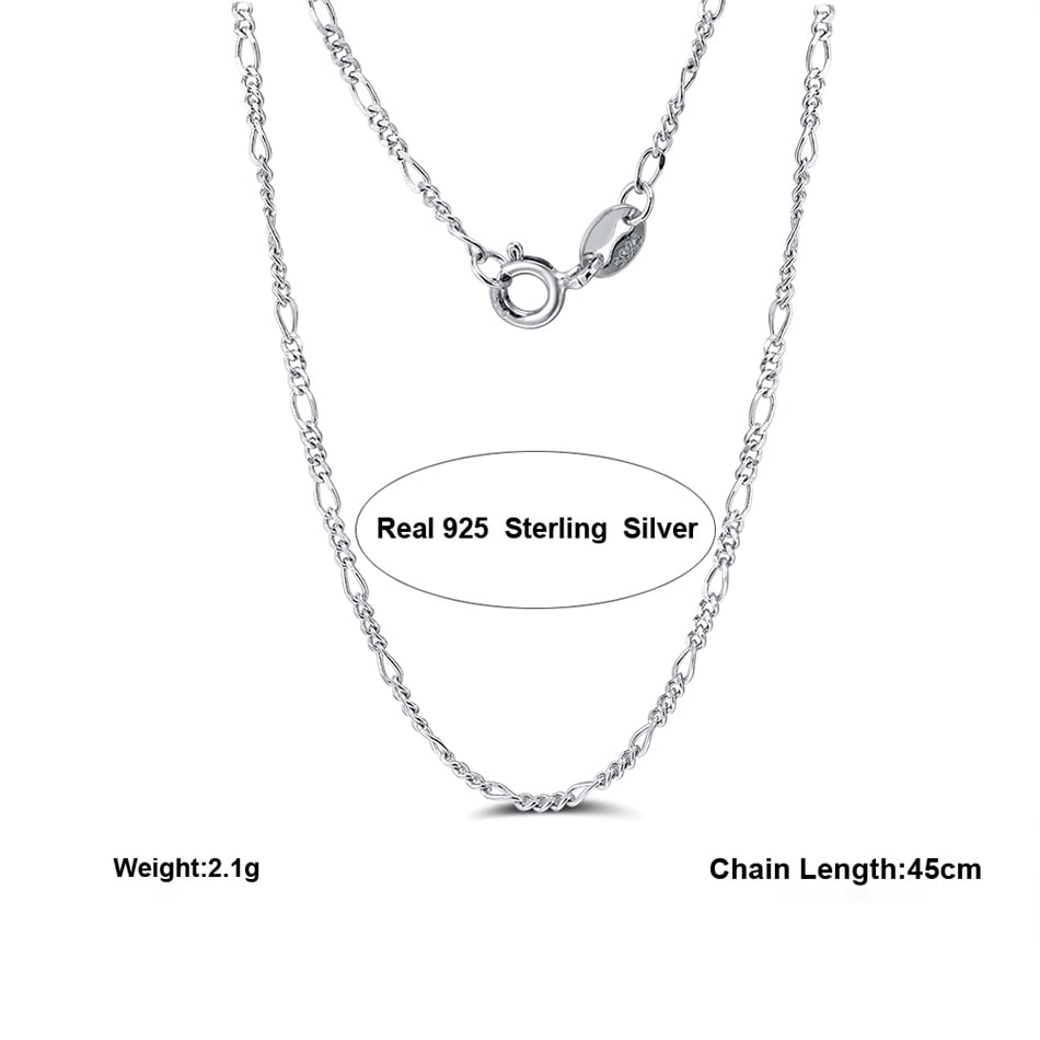 ELBLUVF 925 Sterling Silver 1.7mm Figaro Chain Necklace 16 18 20 22 24 inch For Women Men (20inch)
