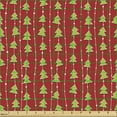 thumbnail image 2 of Ambesonne Christmas Fabric by the Yard Upholstery, Green Tree on Stripes, 1 Yard, Red Green White, 2 of 5