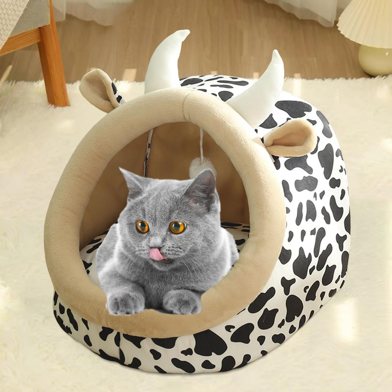 Bvdfgk Cave Bed Pet House Cushion Soft Anti Slip No Deformation Dog Furniture with Ball 43x40x35cm Multi