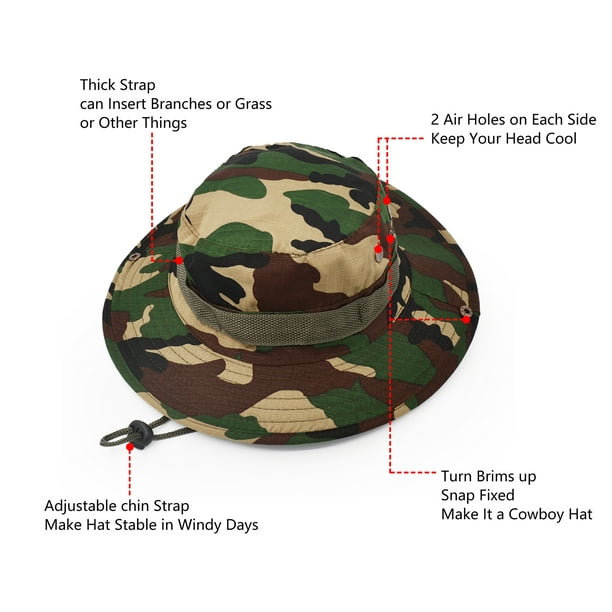 Outdoor Wide Brim Sun Protect Hat, Classic US Combat Army Style