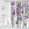 thumbnail image 3 of Purple Shower Curtain Butterfly Shower Curtains for Bathroom, Spring Shower Curtain Lavender Lilac Pink Floral Shower Curtain with 12 Hooks, Machine Washable Waterproof Fabric, 72X72 Inches, 3 of 6
