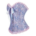 thumbnail image 2 of Corset Top Bustiers for Women Lace Up Ovebust Victorian Corset Plus Size Vintage Corsets Blue M, 2 of 6