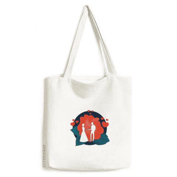 February Romantic Traditional Valentines Day Tote Canvas Bag Shopping Satchel Casual Handbag