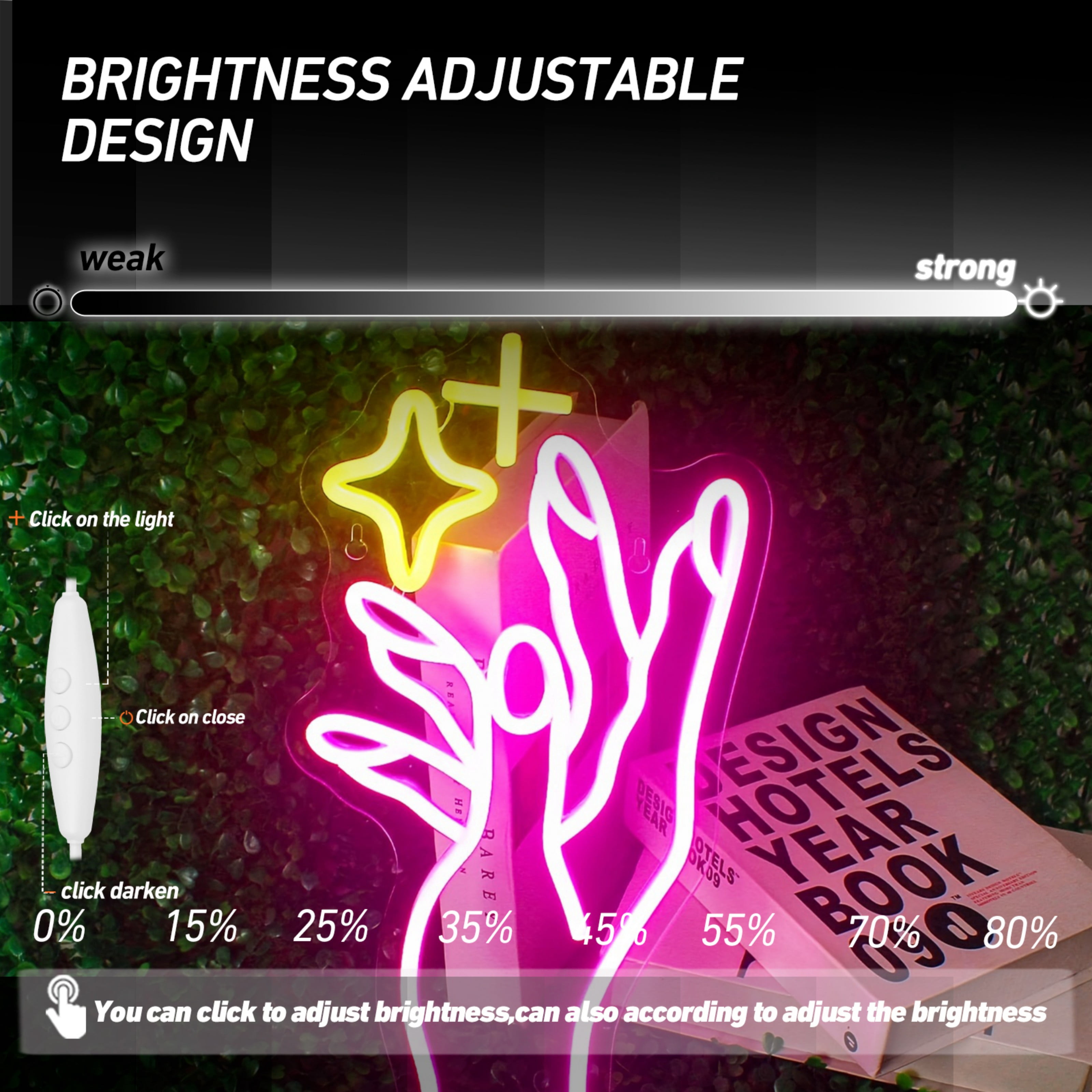 UPONRAY Shining Nail Neon Signs, 7.9"*16.5" Dimmable & USB-Powered LED Neon Light, Stylish Wall Decor for Nail Salon, Bed Room, Bar, Party, Man Cave