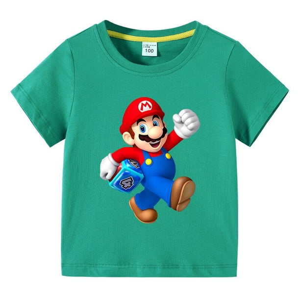 Camiseta de algodón puro con estampado de dibujos animados de Super Mario para niños, camiseta de manga corta cómoda, varios colores, regalos de navidad, novedad de verano 2022 zhangmengya LED