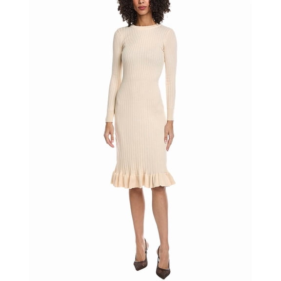 Madison Miles womens  Knit Midi Dress, S/M, White