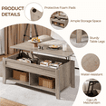 thumbnail image 4 of Yaheetech 47.5in Lift Top Coffee Table w/Hidden Compartment & 2 Open Shelves for Living Room, Classic Gray, 4 of 9