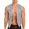 thumbnail image 3 of Zaldita Men Sequin Blazers Vest Gliter Suit Vest Nightclub Stage Clothes Shiny Sequin Waistcoat Vest Silver M, 3 of 7