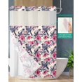 thumbnail image 2 of No Hook Shower Curtain with Snap in Liner, Bird Nature Vintage Plant Tree Branches Birds Flowers Hotel Shower Curtains for Bathroom, Washable Shower Curtain Liner Set with Mesh Top Window, 72”x78”, 2 of 6