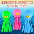 thumbnail image 4 of ArtCreativity: Octopus Water Balls - 3pk - Neon Pink-Green-Blue, Squeezy Water Squirting Rubber Bath & Pool Toys, Sensory Stress Relief, Kids Ages 3+, 4 of 8