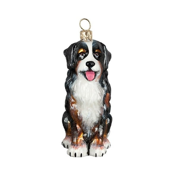 Bernese Mountain Sitting Dog Polish Blown Glass Christmas Ornament - Walmart.com