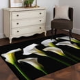 thumbnail image 3 of White Flowers Area Rugs 3x5 ft Elegant Plants Horseshoe Lilies Black Background Washable Rug Non Slip Indoor Carpet Absorbent Floor Mat for Living Room Bedroom Dining Room, 3 of 9