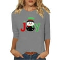 thumbnail image 2 of Gamivast Womens Christmas Blouse Plus Size Round Neck 3/4 Sleeve Blouse Cute Snowman Trees Printed Holiday Pullover Merry Christmas Shirts Vacation Casual Tees Tops 5XL, 2 of 5