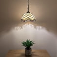 thumbnail image 3 of Tiffany Pendant Lights Plug In Beige Stained Glass Crystal Beans LED Bulb Included for Dining Room 12"W*12"D*60"H, 3 of 4