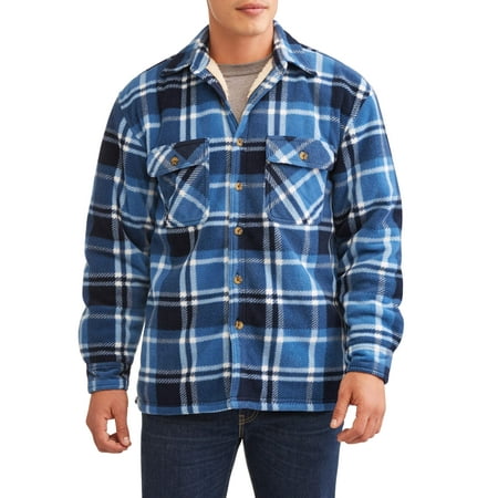 - Marino Bay Men's Plaid Print polar fleece Shirt Jacket with Butter fleece sherpa lined, up to size 2XL