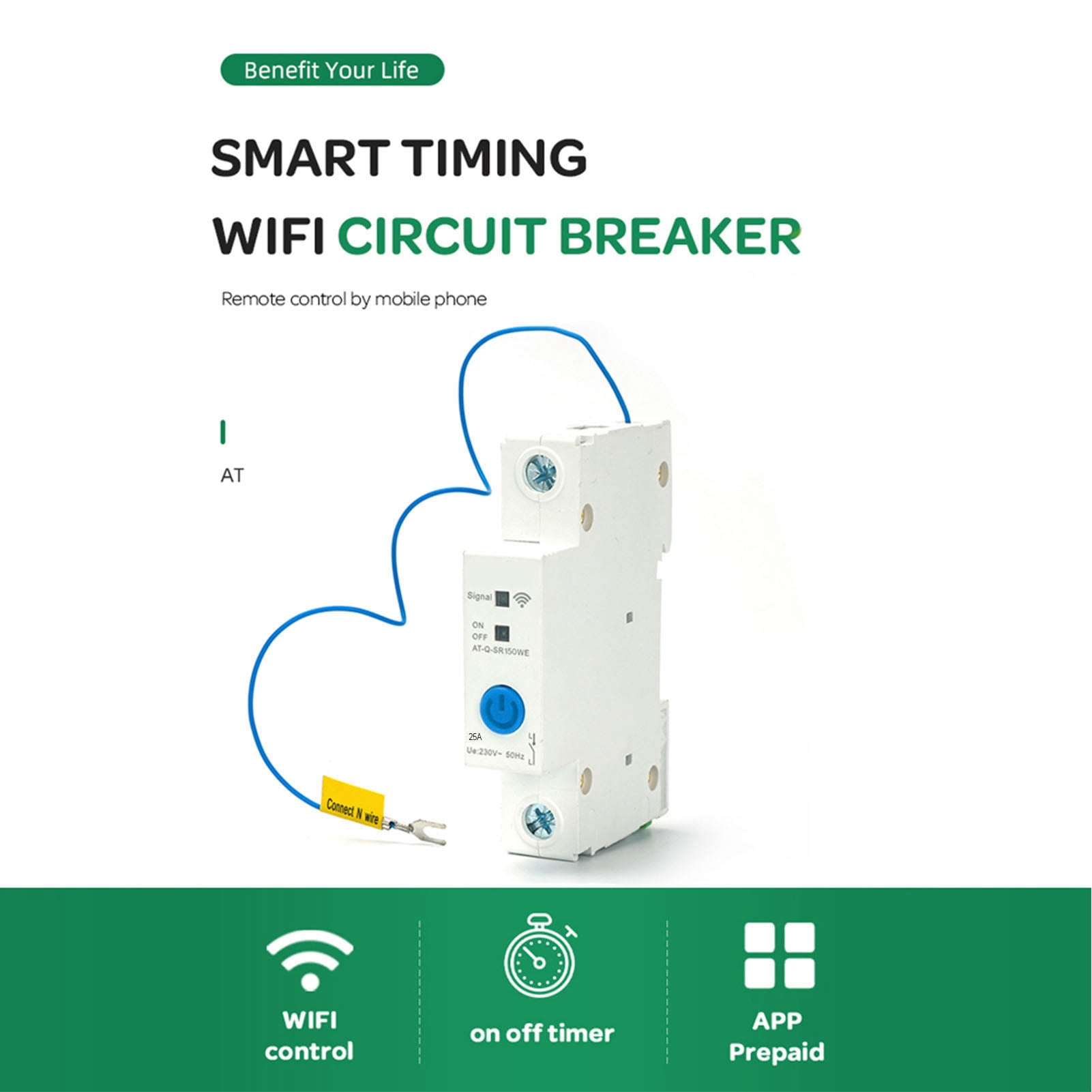 Breaker WIFI Intelligent Circuit Breaker 1P DIN ​Rail Switch Ewelink APP Control Compatible With  And  Assitant Voice Control For Home Automation
