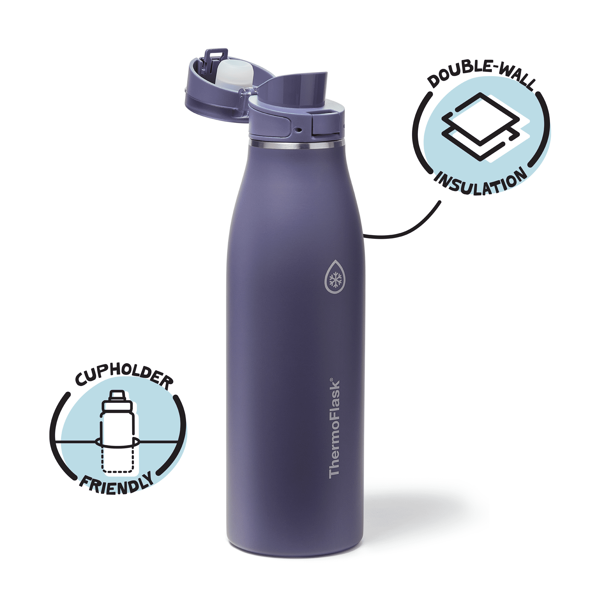 ThermoFlask Traveler 25 oz Insulated Travel Coffee Mug, Durable Stainless Steel, BPA-Free, Dishwasher Safe, Future Dusk