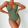 thumbnail image 2 of PEASKJP Womens Sleeveless One Piece Swimsuit Solid Color Cross Back Bathing Suit, AG XXL, 2 of 5