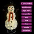 thumbnail image 3 of vidaXL 1 Piece Large White Fabric Christmas Snowman Figure with LEDs Holiday Decoration, 3 of 8
