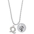 thumbnail image 1 of Delight Jewelry Silvertone Large Initial - Q - Silvertone Script Initial Disc - P - Charm Necklace, 20"+3", 1 of 4