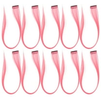 WHAMVOX Pink Clip In Hair Extensions for Women High Temperature Fiber Cosplay Use Straight Hairpiece 10 Pieces