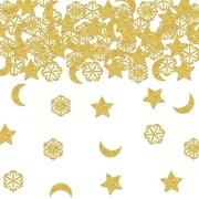 200Pcs Ramadan Mubarak Glitter Confetti Decorations Eid Al-Fitr Party Table Decor Twinkle Little Star Moon Confetti or Eid Al-Fitr Party Decorations Supplies Lasting Surprise
