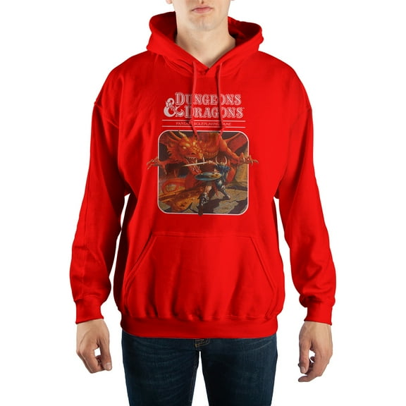 Dungeons & Dragons Role Play Game Mens Red Hooded Sweatshirt-M