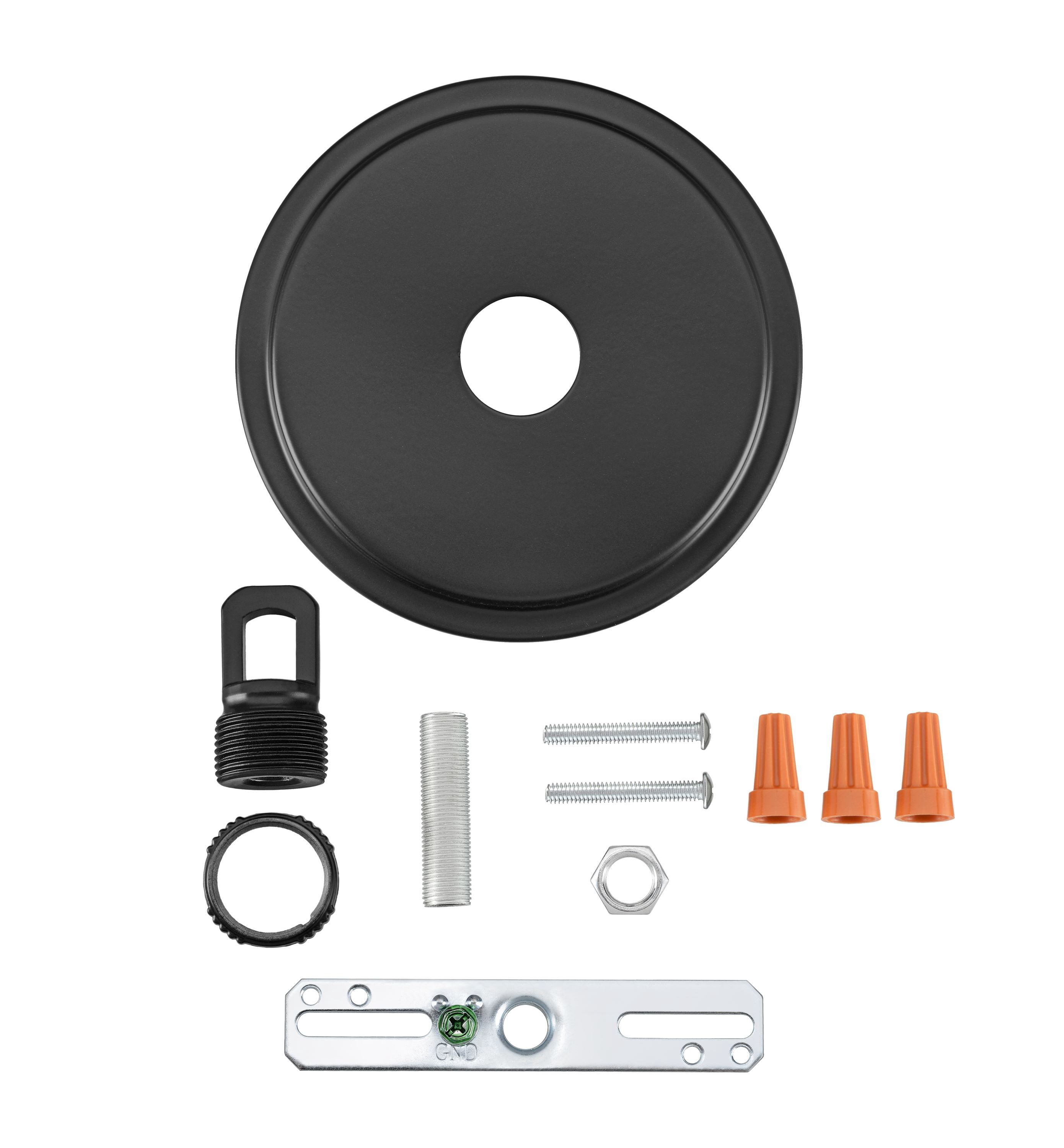 Aspen Creative 21507-51, Matte Black Transitional Chandelier Fixture Canopy Kit, 5-1/8" Diameter with Collar Loop, 1" Center Hole