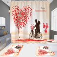 thumbnail image 2 of LILELIS Valentine's Day 4 Piece Shower Curtain Set (with Rug) Bathroom Shower Curtain Set (with Shower Curtain and Rug) Couple Bathroom Set Mansion Sheets Sheets 1000 Thread Count, 2 of 3