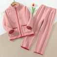 thumbnail image 5 of Placlothes Girls Pink Fleece 2-Piece Set (Jacket + Pants) - 4-14 Years, Sizes 110-170, Warm Cozy Fall Winter Outfit with Raglan Sleeve & Elastic Waist for Cold Weather,Size 7 T, 5 of 6