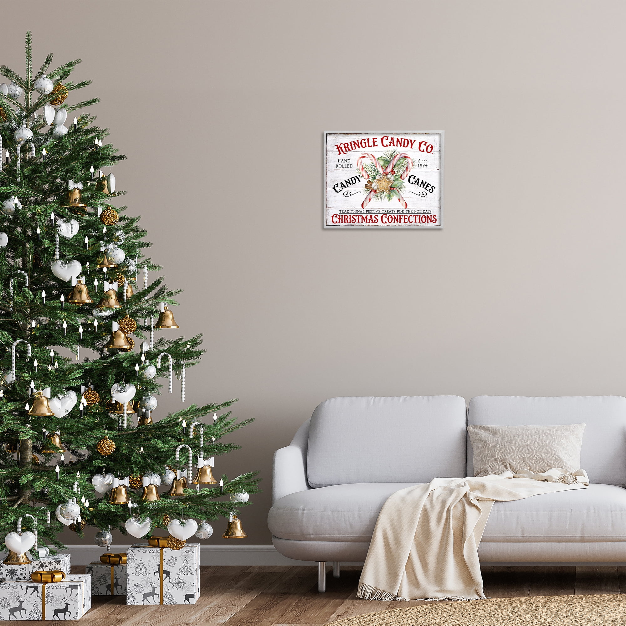 Stupell Industries Fresh Christmas Confections Holiday Painting Gray Framed Art Prints Wall Art, 20 x 16