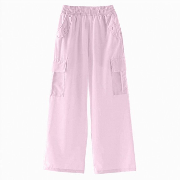 NLOMOCT Cargo Pants for Kids Girls Cargo Pants Baggy Joggers Sweatpants Loose Casual Trousers with Pockets for Girl Purple,9-10 Years