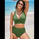 thumbnail image 5 of Conjuntos de Bikini Texturizados para Mujer, Trajes de Baño con Parte Superior y Cintura Alta. Verde L, 5 of 8