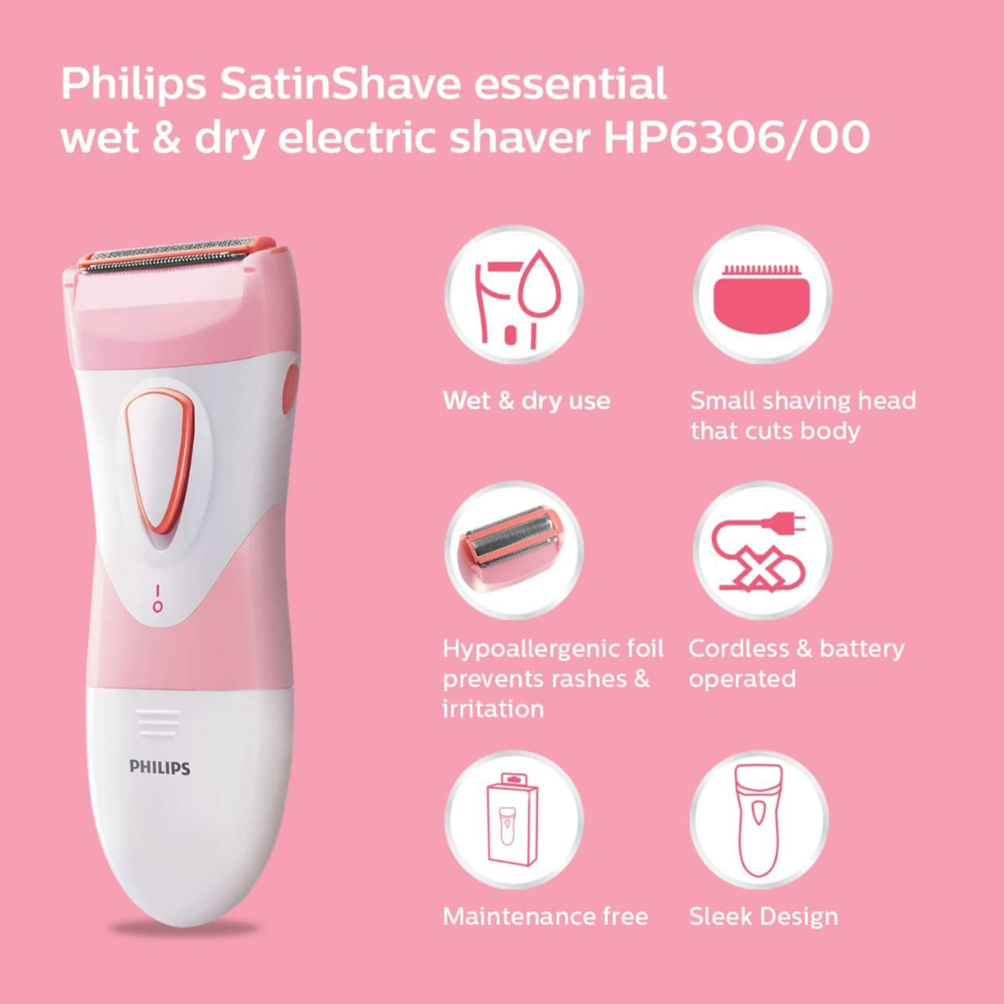 Philips SatinShave Cordless Electric Razor for Women Wet & Dry Use Lady Shaver - image 5 of 6