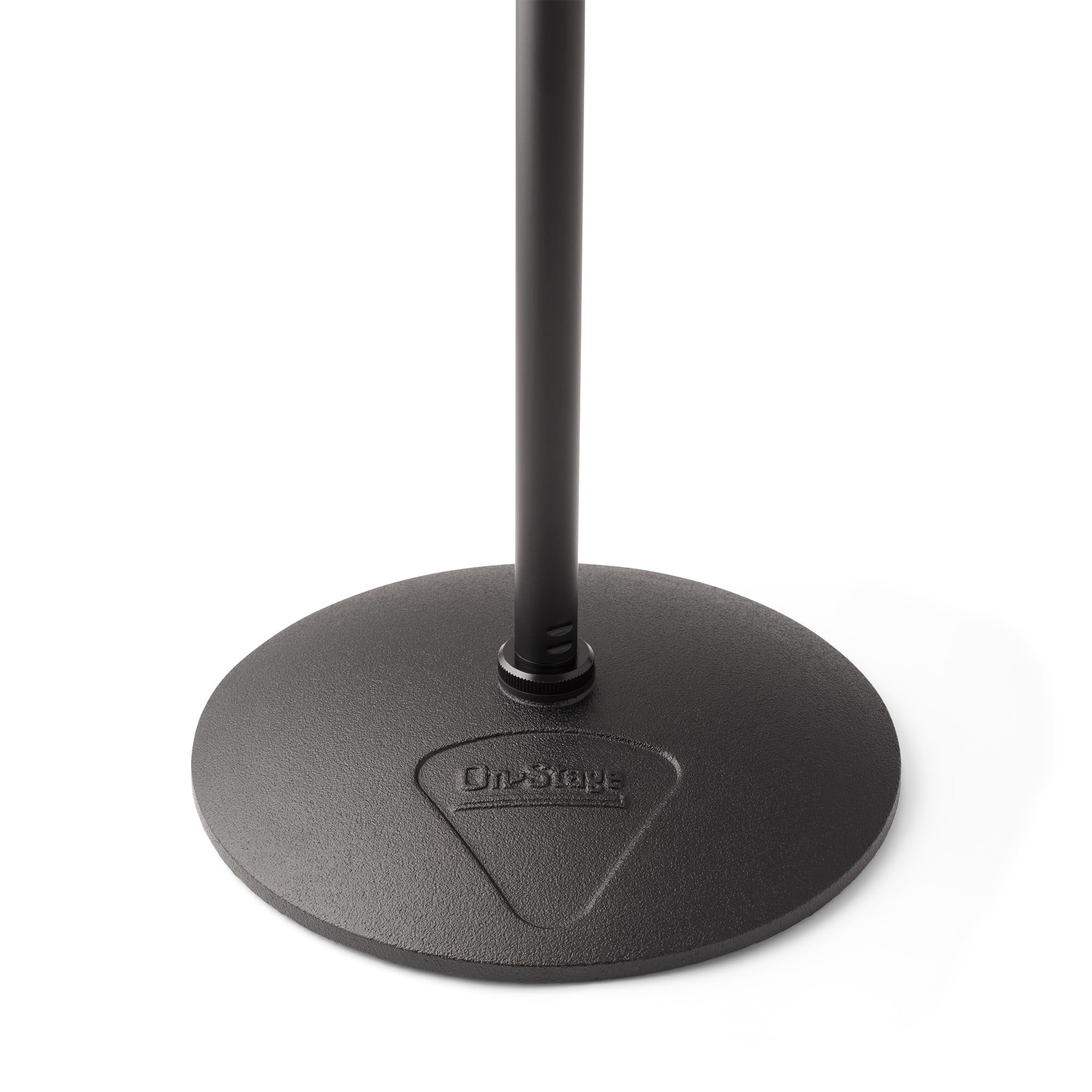 On-Stage Production-Grade MS9510 One-Handed Mic Stand with Round Base (For Vocal and Instrument Microphones, Height-Adjustable, Portable, Steel Construction, Standard 5/8″-27 Threading, Black)